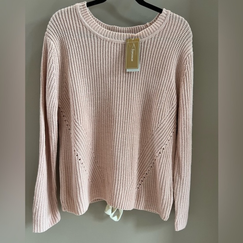 Harper Heritage Pullover Sweater - Soft Rose Pink - Ties in back - Size M - NWT